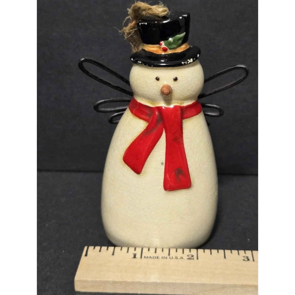 RUSS Snowman Angel Christmas Tree Ornament Ceramic 4‎ 1/2